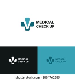 Initial letter V on medical cross icon for healthy, health care, and medicine logo design concept vector