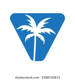 Initial Letter V Palm Logo Design Vector Template