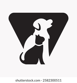 Initial Letter V Pet Care Logo Design Concept With Dog Symbol