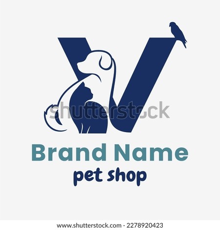 Initial Letter V Pets Logo Design