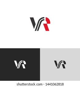 Initial Letter v r linked lowercase logo design template elements. Red letter Isolated on black white grey background. Suitable for business, consulting group company.