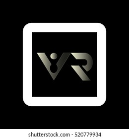 initial letter V R linked design logo silver