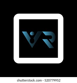 initial letter V R linked design logo blue