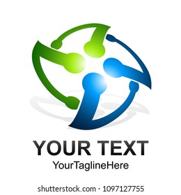 Initial letter V rotate logo design template element colored blue green for business and company identity