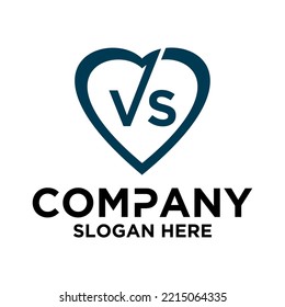 Initial letter v s in love shape logo vector design