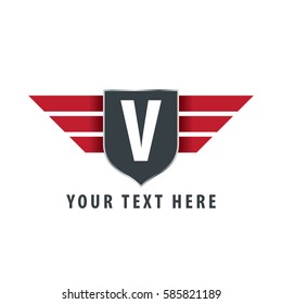 Initial Letter V Shield Icon Design Logo Template