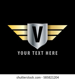 Initial Letter V Shield Icon Design Logo Template