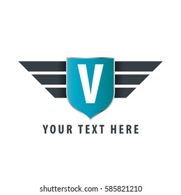 Initial Letter V Shield Icon Design Logo Template