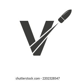 Letra inicial V Modelo De Vector De Logotipo De Bala De Shot Bullet Concepto De Logotipo De Defensa