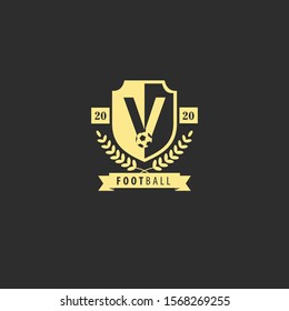 initial letter v soccer football crests and logo emblem designs vector template