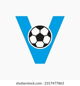 Initial Letter V Soccer Logo. Football Logo Design Vector Template