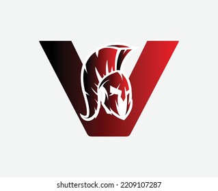 logotipo inicial de la letra V espartana, gimnasio y logotipo de fitness