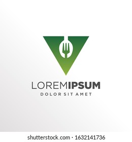 Initial Letter V with Spoon and Fork Logo Design