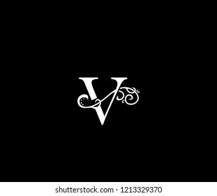 Initial Letter V Swoosh Flourishes Monogram Logo