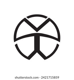 Logotipo de la letra inicial V T Círculo