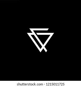 Initial letter V T VT TV minimalist art logo, white color on black background.