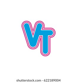 initial letter v and t. vt monogram outline logo