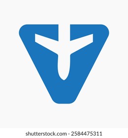 Initial Letter V Travel Logo Design Concept For Vacation and Airplane Symbol