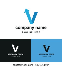 initial letter v with upward arrow for finance, development, success, training business logo concept