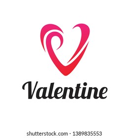 initial letter V valentine logo design inspiration
