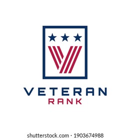 Initial Letter V Veteran Rank Medallion Logo Design Vector