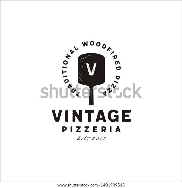 Initial Letter V Vintage Spatula Pizza Stock Vector Royalty Free