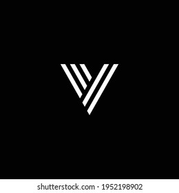 Initial letter V VV minimalist monogram logo, white color on black background