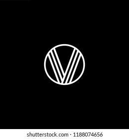 Initial letter V VV VVV VO OV minimalist art monogram shape logo, white color on black background.