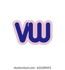 initial letter v and w. vw monogram outline logo