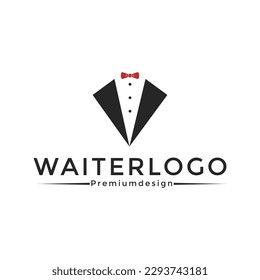 Letra inicial V Waitress Bow Tie Hotel diseño del logotipo del restaurante