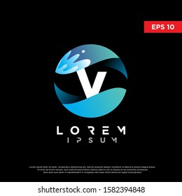 initial letter v water liquid logo. modern icon, template design