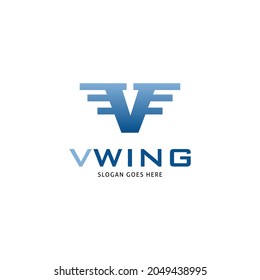 Initial Letter V with Wing Logo Template Design Vector