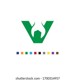 letra inicial v vector de logotipo de llave inglesa