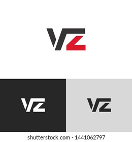 Initial Letter v z linked lowercase logo design template elements. Red letter Isolated on black white grey background. Suitable for business, consulting group company.