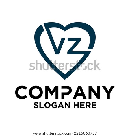 Initial letter v z in love shape logo vector design Stock fotó © 