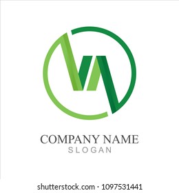 Initial letter VA corporate logo design template with circle shape
