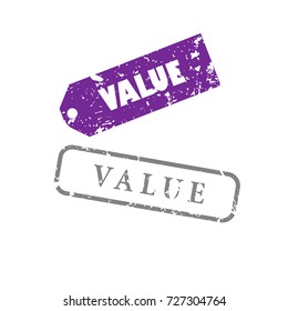 Initial Letter Value Design for seal stamp or label with grunge style