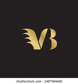 Initial letter vb linked uppercase modern logo design template elements. Gold letter Isolated on black  background. Suitable for business, consulting group company.