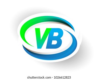 initial letter VB logotype company name coloured blue and green swoosh design, modern logo concept. vector logo for business and company identity.