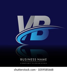 initial letter VB logotype company name colored blue and grey swoosh design. vector logo for business and company identity.