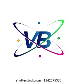 initial letter VB logotype science icon colored blue, red, green and yellow swoosh design. vector logo for business and company identity.
