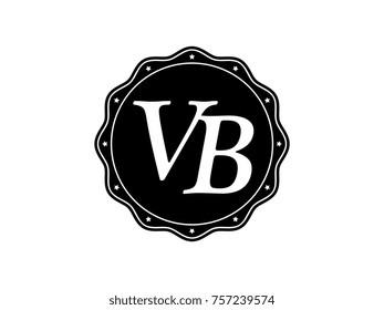 Initial letter VB monogram logo black seal stamp lace