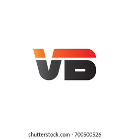 Initial letter VB, straight linked line bold logo, gradient fire red black colors