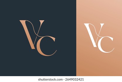 Initial letter VC CV logo design vector illustration for couple, wedding, and business