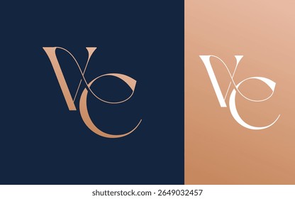 Initial letter VC CV logo design vector illustration for couple, wedding, and business