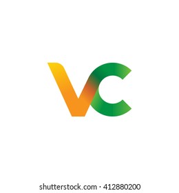 initial letter vc linked round lowercase logo orange green