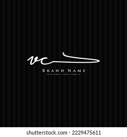 VC-Logo für den Anfangsbuchstaben - handgezeichnetes Signaturlogo