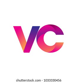 Initial Letter VC Logo Lowercase, magenta and orange, Modern and Simple Logo Design.