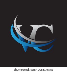 initial letter VC logotype company name colored blue and grey swoosh design. vector logo for business and company identity.
