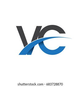 initial letter VC logotype company name colored blue and grey swoosh design. vector logo for business and company identity.
